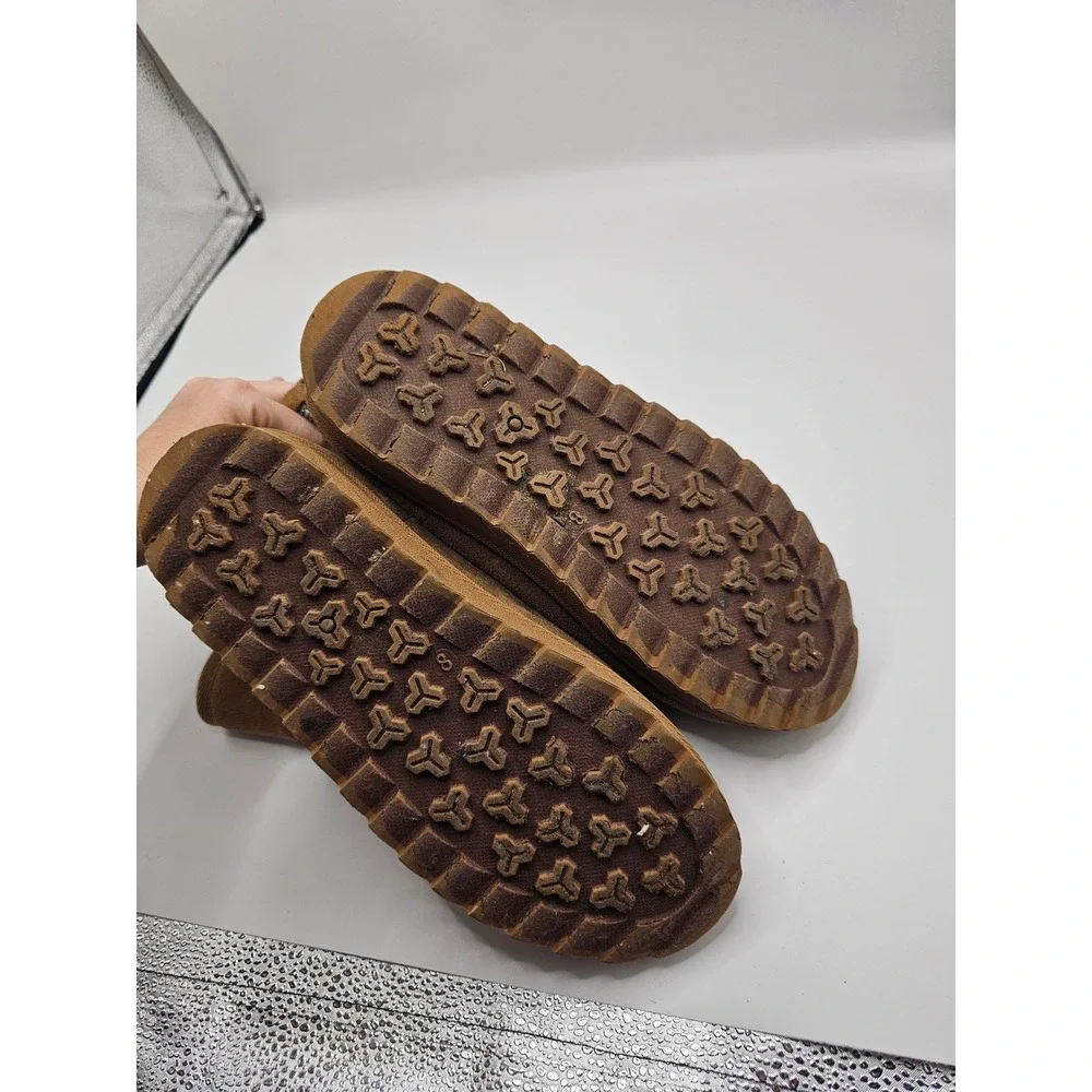 Rocawear Womens Chestnut Brown Faux Suede Rhinestone Quilted Winter Boots Size 8